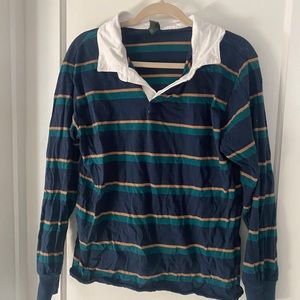 WILD FABLE STRIPED PREPPY LONG SLEEVE COLLARED SHIRT